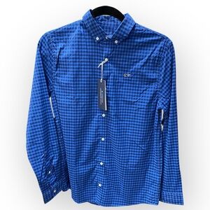 04 Vineyard Vines Boys Blue Gingham Shirt